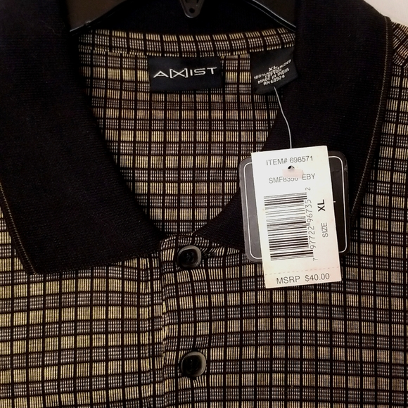 NWT AXIST Black & Tan Short Sleeve 100 % Cotton Polo Shirt; Size XL - Picture 2 of 6